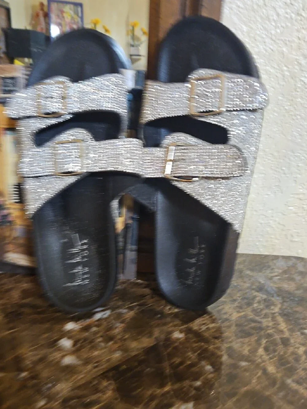 Michael Kors Crystal-Embellished Double-Buckle Slide Sandals - Black Silver